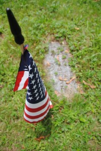 Flag Standing Above Sunken Grave